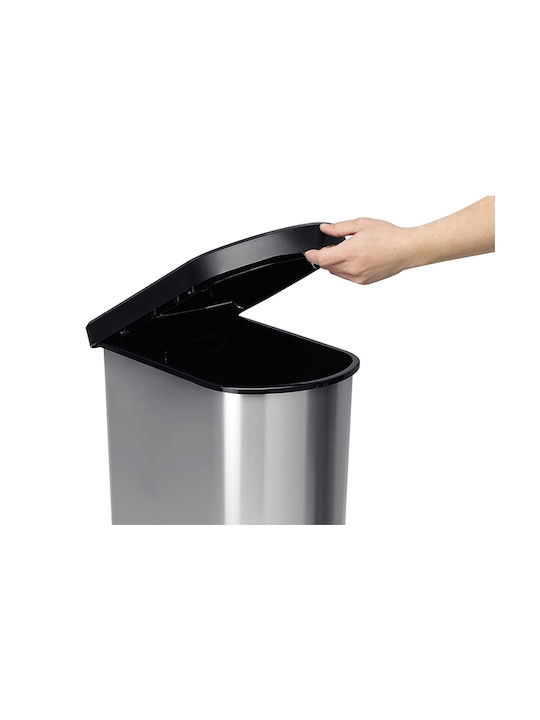 Delta Cleaning Delta Cleaning Kunststoff Mülleimer Mit Pedal Silber 50lt DC-RP50PE