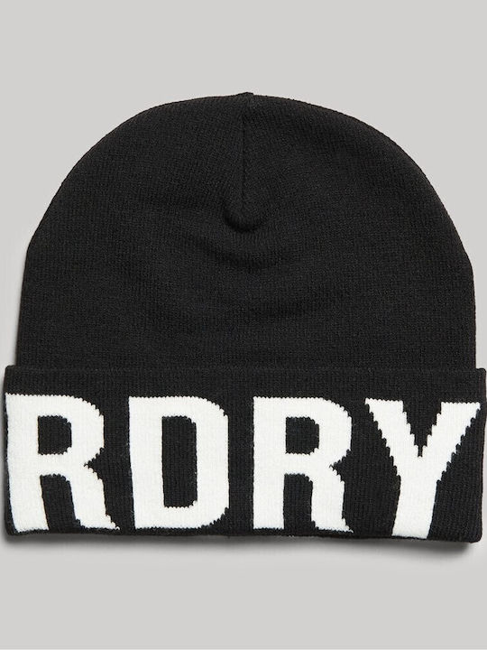 Mountain Knitted Beanie Cap Navy Blue