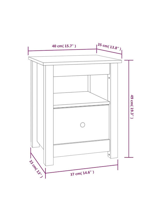 Bedside Tables of Solid Wood 2pcs White 40x35x49cm