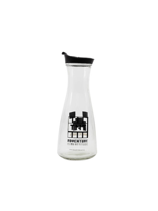 Stor Glass Water Bottle with Screw Cap Minecraft Young Adult Transparent 1000ml BOMC