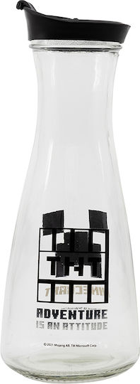 Stor Minecraft Young Adult Flasche Wasser Glas mit Schraubverschluss Transparent 1000ml