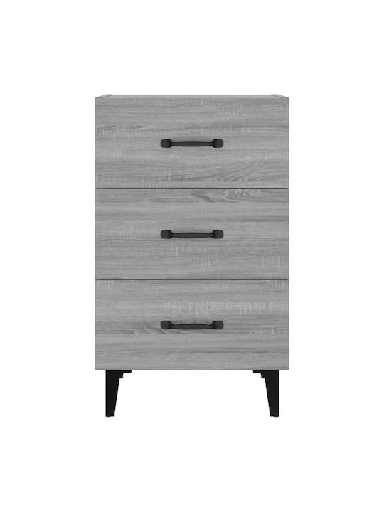 Wooden Bedside Table Γκρι Sonoma 40x40x66cm