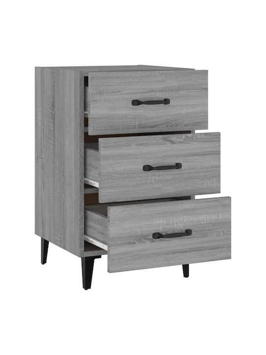 Wooden Bedside Table Γκρι Sonoma 40x40x66cm