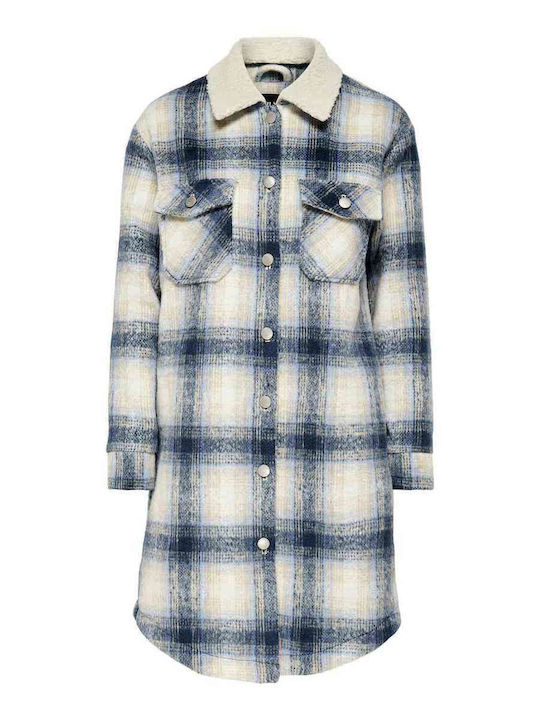Γυναικείο Καρό Μπλε Overshirt Teddy