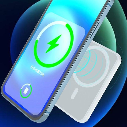 Andowl Q-MG6001 MagSafe Power Bank 6000mAh με Θύρα USB-A και Θύρα USB-C Λευκό