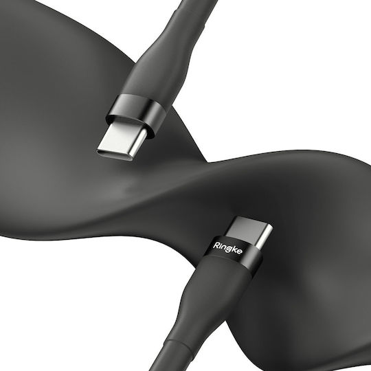 Ringke Regular USB 2.0 Cablu USB-C bărbătesc - USB-C 60W Negru 1.2m