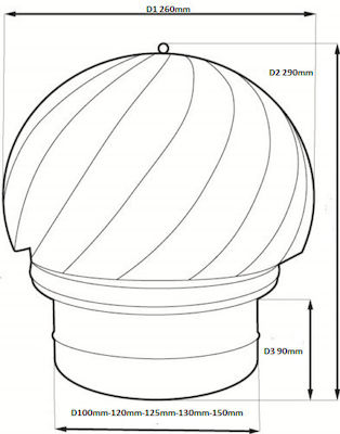 Cosmovent Καπέλο Καπνοδόχου Inox 150mm Ασημί