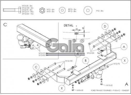 Galia Αυτόματος Κοτσαδόρος Αυτοκινήτου Ford Transit Van 2000 - 2013 Αυτόματος Μέγιστης Έλξης 3500kg