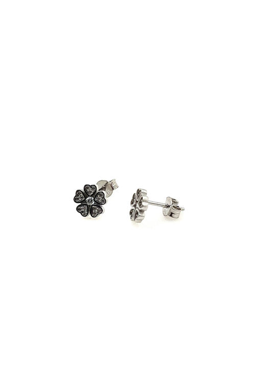 Earrings Made of White Gold Flowers 14K