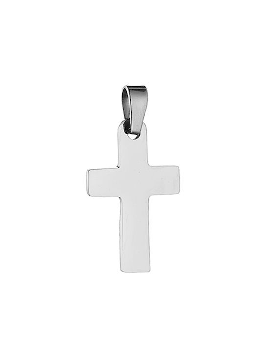 Ανδρικός σταυρός με καουτσούκ ατσάλι 316L ασημί Art 01097