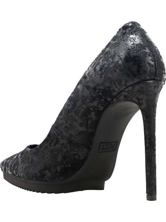 Leather Pointed Toe Stiletto Black High Heels Carisa