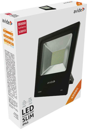 Avide ABSSFLNW-100W Στεγανός Προβολέας LED 100W Φυσικό Λευκό 4000K IP65