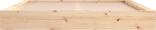 King Size Bed Base Wooden Brown with Slats for Mattress 180x200cm