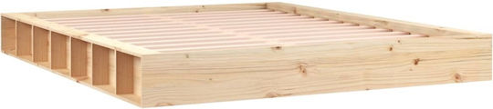 King Size Bed Base Wooden Brown with Slats for Mattress 180x200cm