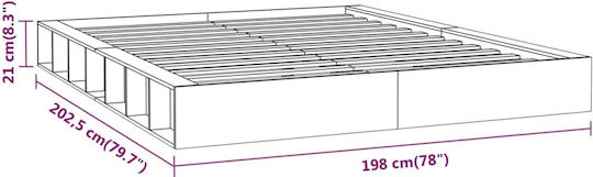 King Size Bed Base Wooden Brown with Slats for Mattress 180x200cm