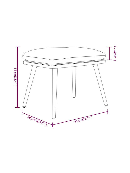 Stool Footstool Upholstered with Fabric Burgundy 45x29.5x39cm