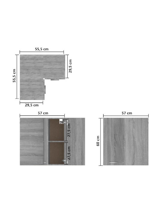 Eckschrank Wand Gray 57x57x60cm