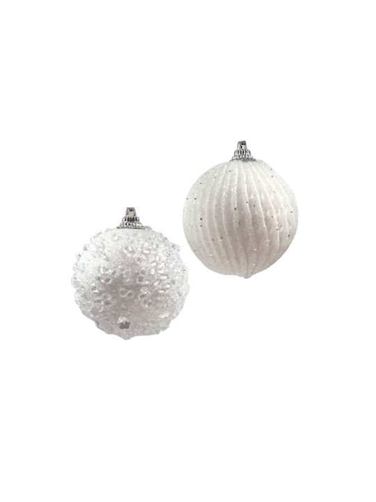 AGC Christmas Ball Ornament White 6x6cm 6pcs (Μiscellaneous Designs)