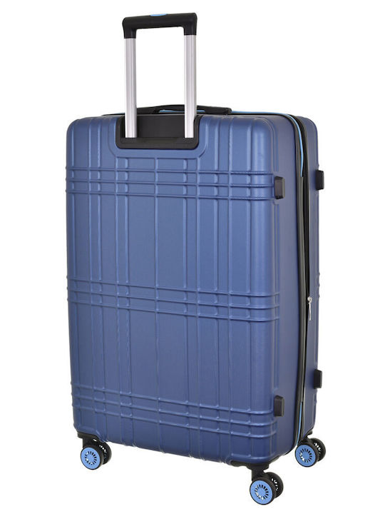 Dielle 130/70 Large Travel Suitcase Hard Blue with 4 Wheels Height 75cm
