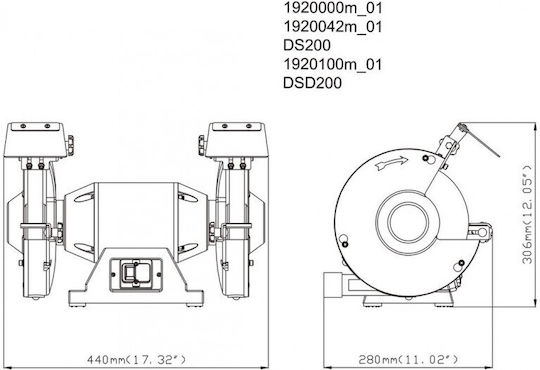Metabo Двойно колело DS 200 с Мощност 60 Watt
