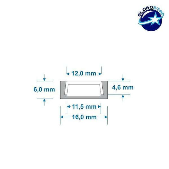 GloboStar External Aluminum Profile for LED Strip with Opal Cover 100x1.6x0.6cm