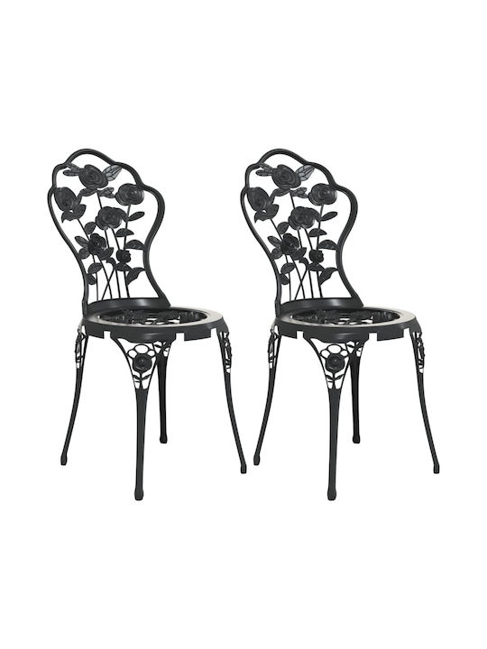 Scaun de exterior Aluminiu Negru 2buc 41x49x81.5cm
