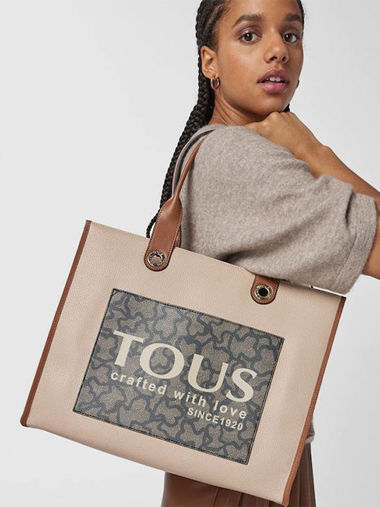Tous Amaya Kaos Icon Piele Geantă pentru femei Tote Mână Bej