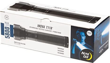 Niteize Rechargeable Flashlight LED IPX7 with Maximum Brightness 5800lm Inova T11R