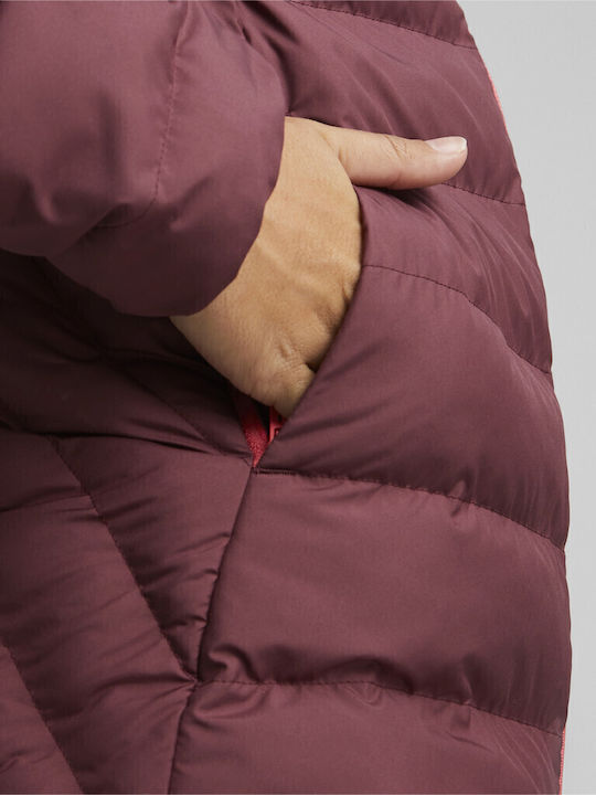 Eco Warmcell Κοντό Γυναικείο Puffer Μπουφάν για Χειμώνα Μπορντό