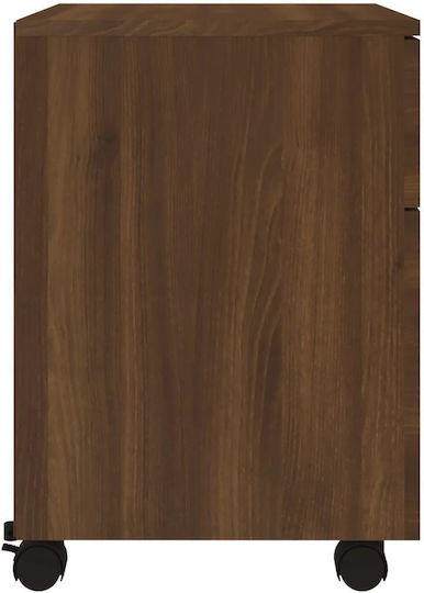 Дървен Офисен Шкаф с Колелца Орех 45x38x54см