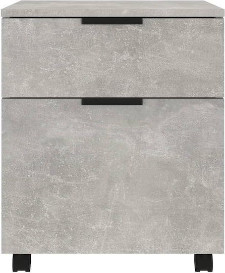 Cabinet De Birou Din Lemn Cu Roți Gri Beton 45x38x54cm