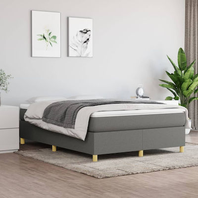 Boxspring Υπόστρωμα Κρεβατιού Διπλό από Ξύλο Σκούρο Γκρι 140x200x35εκ.