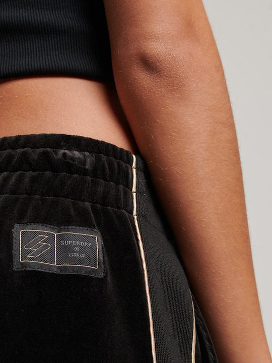 D2 Code Pantaloni de trening pentru femei Larg Negru Catifea