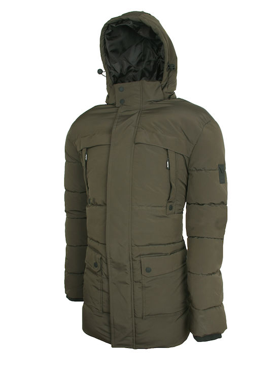 Double Men's Winter Puffer Jacket Khaki