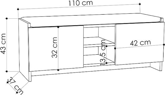 Suport pentru pantofi Zulla cu 6 Rafturi Alb L110xW37xH43cm