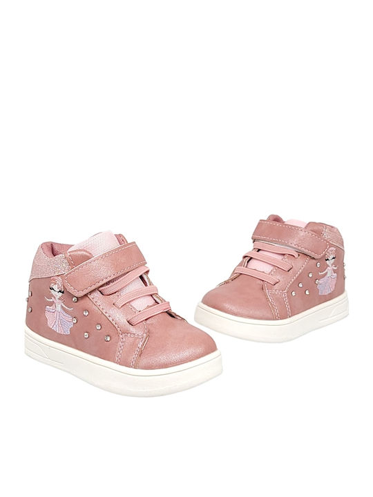 Suede Kinderstiefeletten mit Klettverschluss Rosa