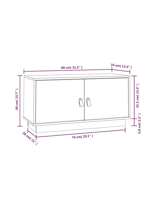 vidaXL TV-Ständer aus Massivholz Grau M80xT34xH40cm