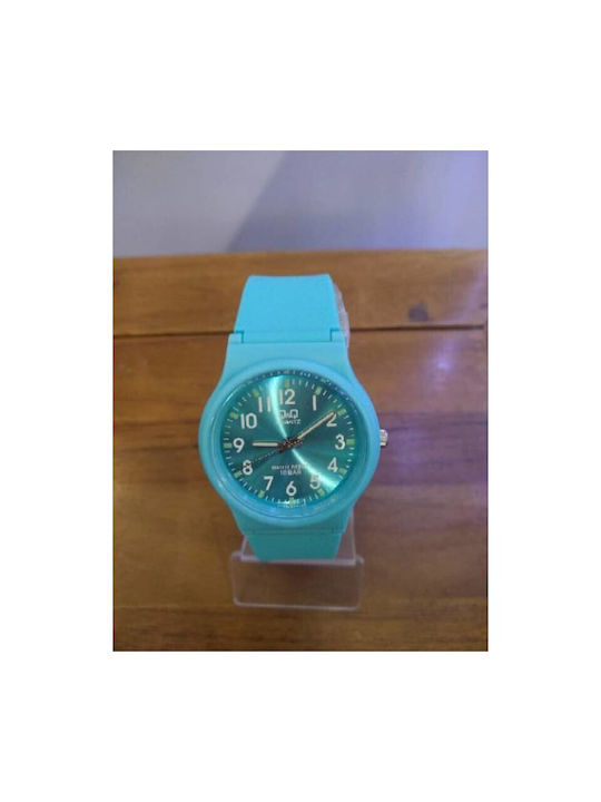 Q&Q Watch with Turquoise Rubber Strap