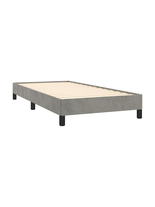 Single Bed Mattress Base Upholstered with Fabric Light Gray for 100x200cm Mattress