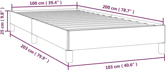Suport Pat Single Tapițat cu Material Gri Închis pentru Saltea 100x200cm