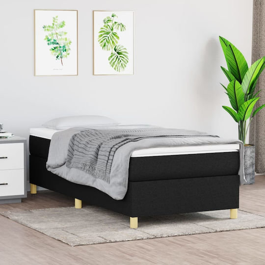 Boxspring Bed Base Single made of Wood Black 90x200x35cm