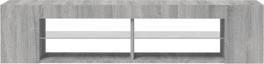 TV Stand from Wood and Glass with LED Lighting Grey Sonoma M135xD39xH30cm