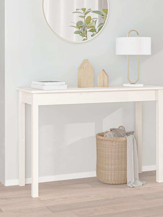 Solid Wood Console Table White L110xW40xH75cm