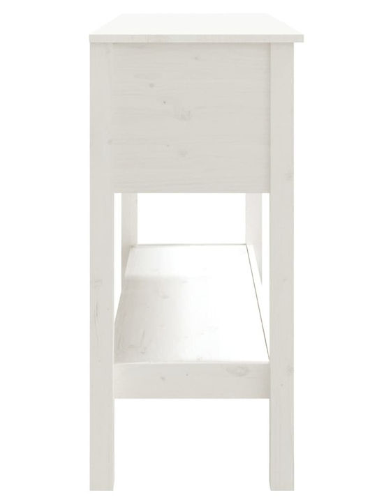 Solid Wood Console Table White L100xW35xH75cm