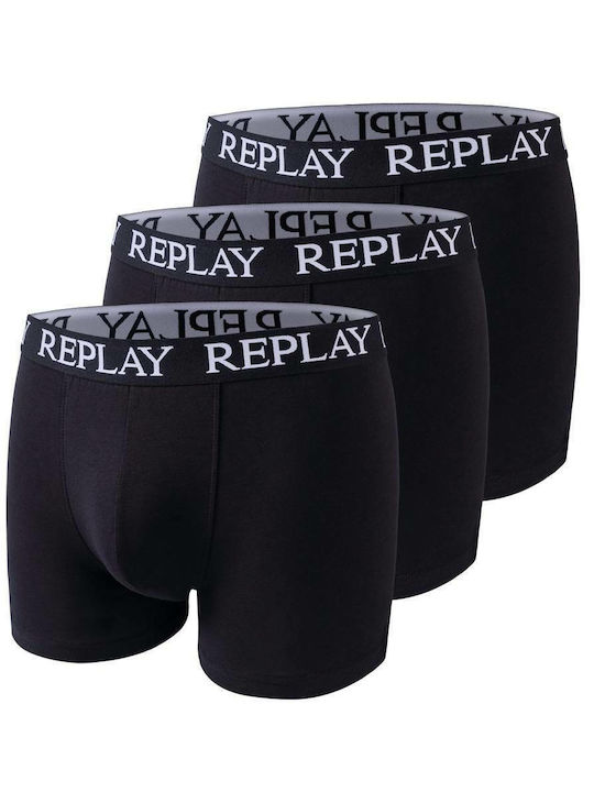 Replay Herren Boxershorts Schwarz 3Packung