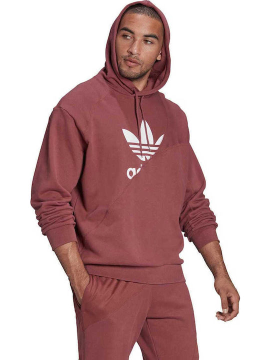 French Terry Sweatshirt with Hood Quiet Crimson