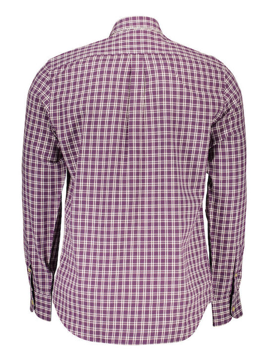 Harmont & Blaine Men's Shirt Long Sleeve Cotton Checked Purple