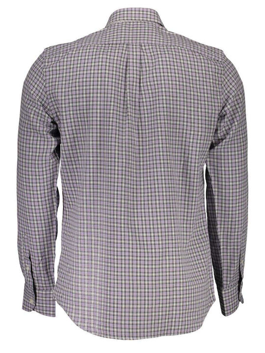 Harmont & Blaine Men's Shirt Long Sleeve Cotton Checked Purple