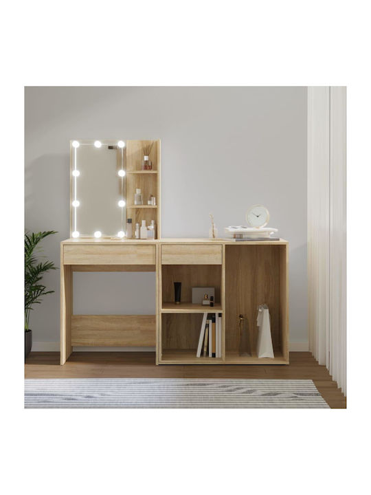 Wooden Makeup Dressing Table Sonoma Δρυς with Mirror 80x40x75cm