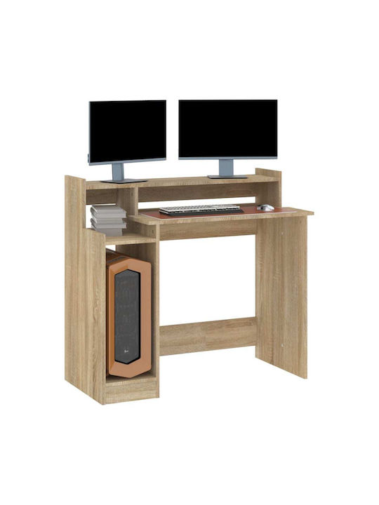 Computer Office Wooden Sonoma Oak with LED & USB ports 97x45x90cm